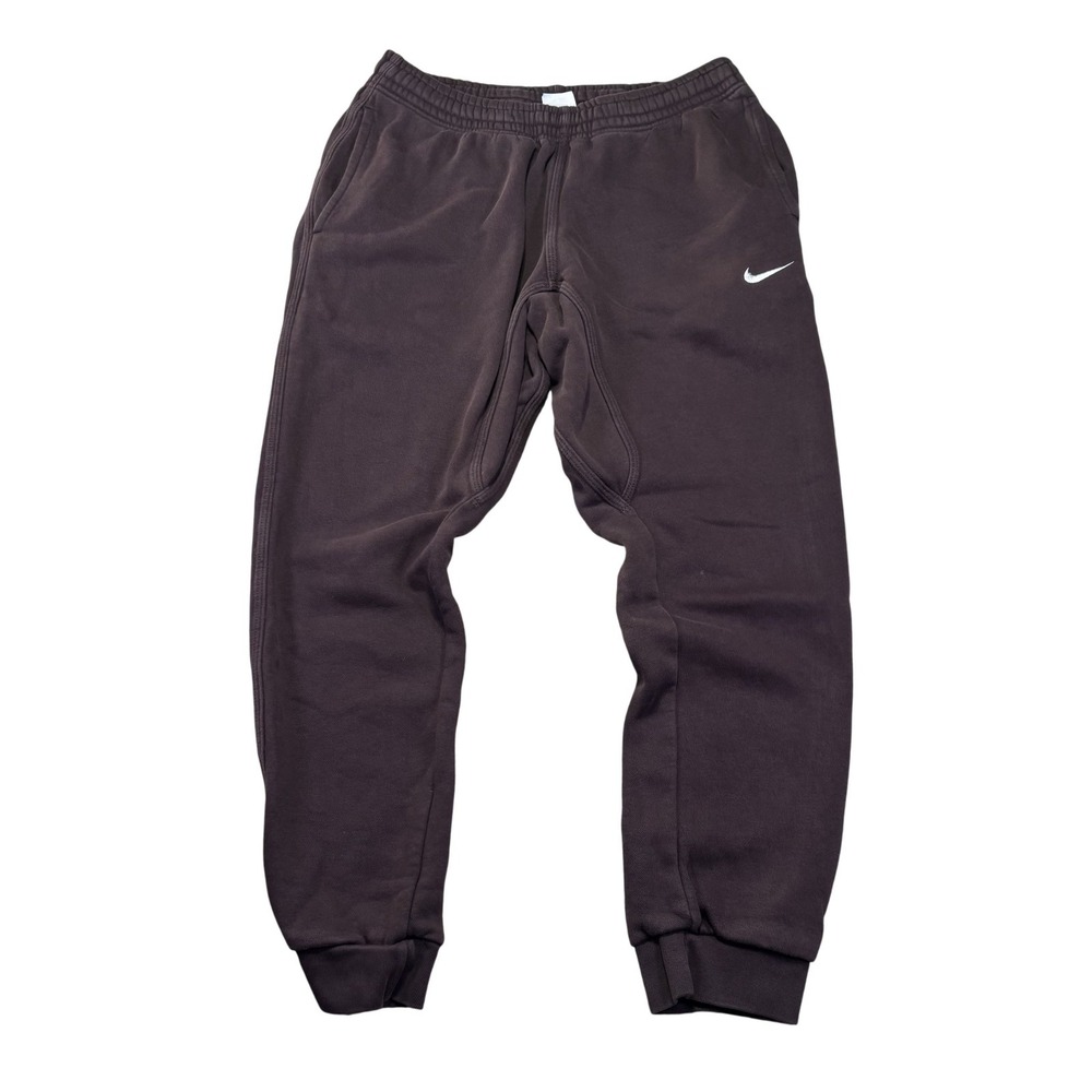 Nike Sweatpants Mens Medium Brown Fleece Joggers Elastic Waist Pockets Athletic